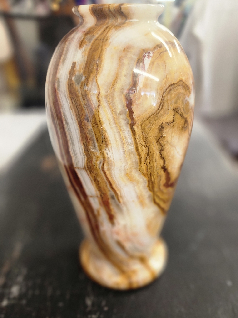 Onyx Decorative Vase In Creams And Browns